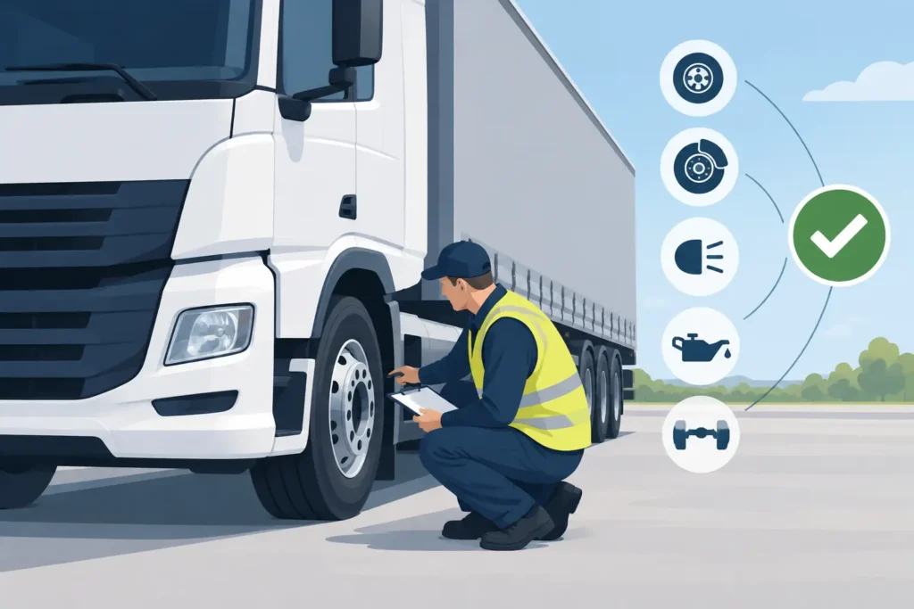 Abfahrtskontrolle LKW Prüfung sicher bestehen